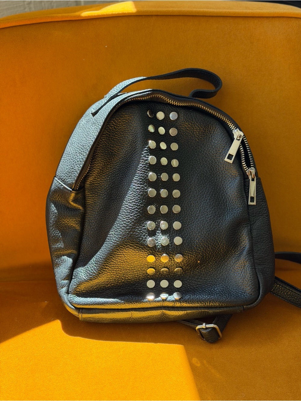 Small Black Studded Women's Backpack from Bellagio, Italy 🇮🇹. Gorgeous Leather!